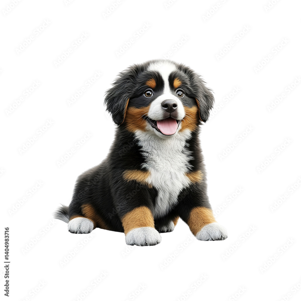 Adorable Bernese Mountain Dog Puppy Sitting and Smiling Adorable Bernese Mountain Dog Puppy Sitting and Smiling