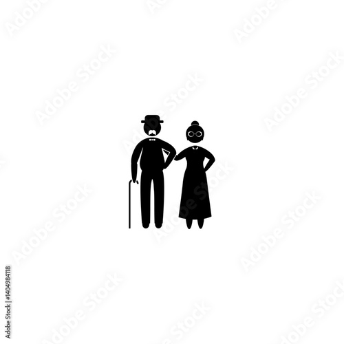 grandparents walking with granddaughter on white background
