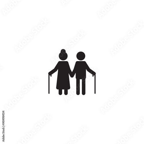grandparents walking with granddaughter on white background