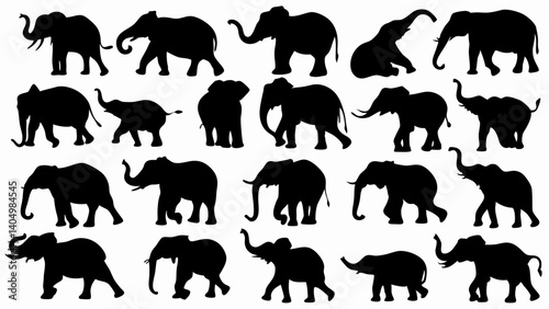 set of kangaroo silhouette vector