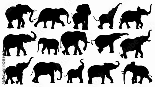 set of kangaroo silhouette vector