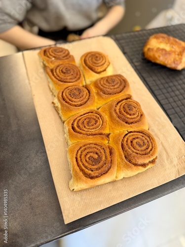 Cinnamon rolls or cinnamon bun for sale at bakery shop