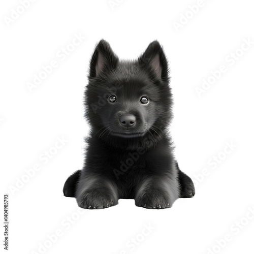 Adorable Black Schipperke Puppy Portrait
