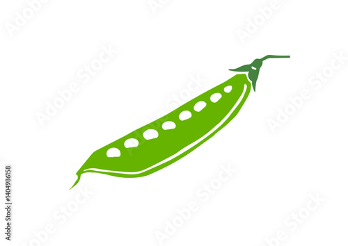 レトロな手描きの野菜のイラスト。絹さや