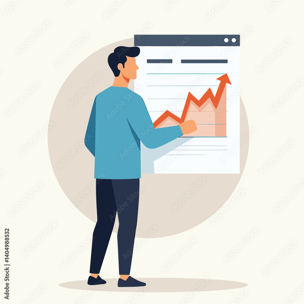 Person analyzing upward trending graph, symbolizing business growth and positive market performance. Person analyzing upward trending graph, symbolizing business growth and positive market performance.