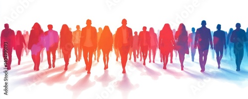National public audience. Crowd of people walking people are going. Mob go, meeting event. Moving big group people, silhouette , Generative AI
