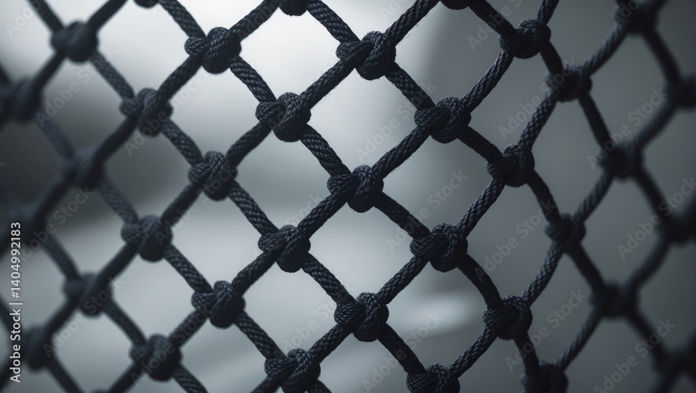 Fototapeta premium Rope net close-up. Patterned net texture. Fisherman hunting net close-up.