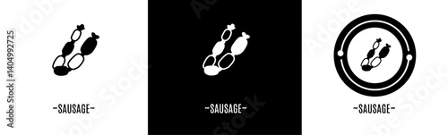 Sausage logo set. Collection of black and white logos. Stock vector.
