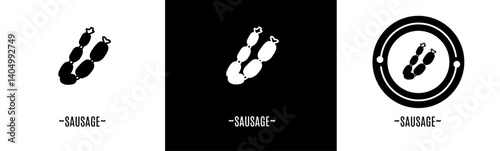 Sausage logo set. Collection of black and white logos. Stock vector.