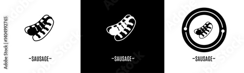 Sausage logo set. Collection of black and white logos. Stock vector.