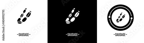 Sausage logo set. Collection of black and white logos. Stock vector.