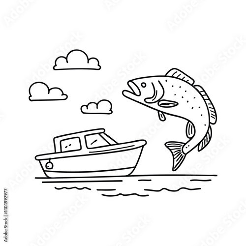 Redfish leaping near a boat shadow cast on the water photo