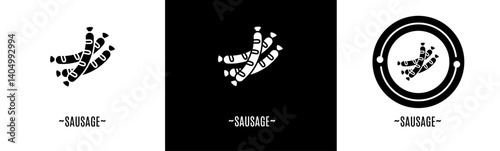 Sausage logo set. Collection of black and white logos. Stock vector.