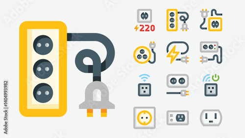 Power Socket House Electricity Color Icons