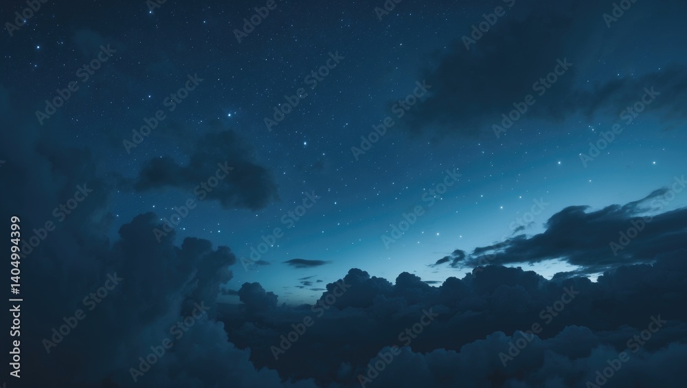 Fototapeta premium Night sky filled with stars and thick clouds