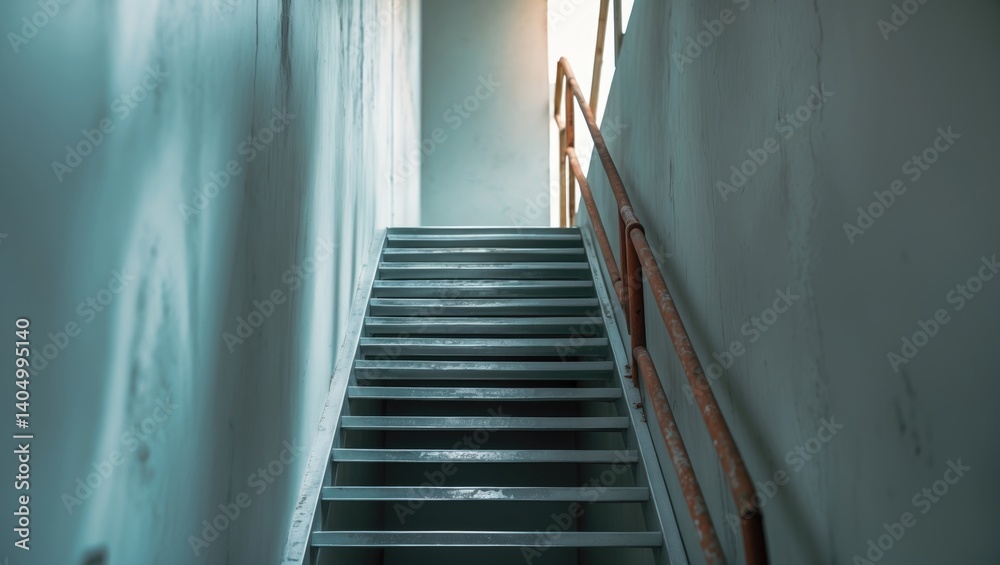 Fototapeta premium Stairs with a ladder during the renovation process