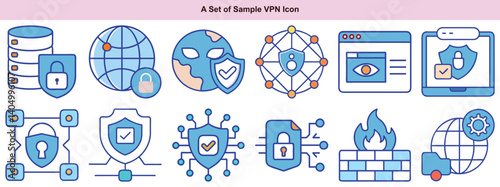 VPN Icons Vector Set: Security, Privacy, Network Protection Graphics

