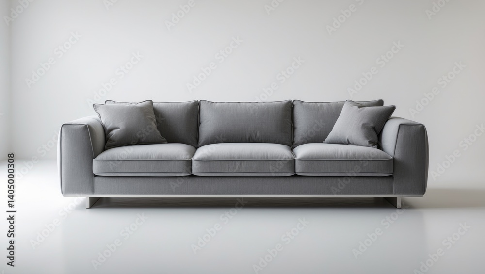 Fototapeta premium Sofa in a modern design against a white background, frontal view