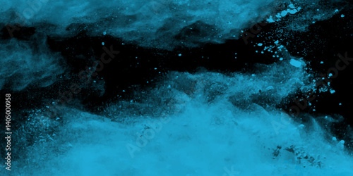 Abstract blue water color hand painted art victor illustration. Dark blue painted smoky textured black color powder explosion. Black and pink Smoke background elegant luxury space with stars.