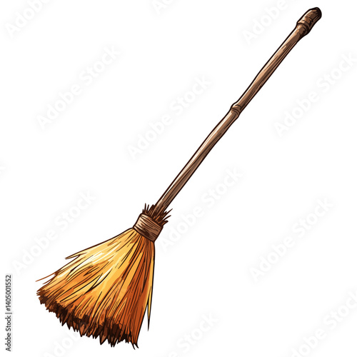 Broom, cleaning tool, vector, transparent background