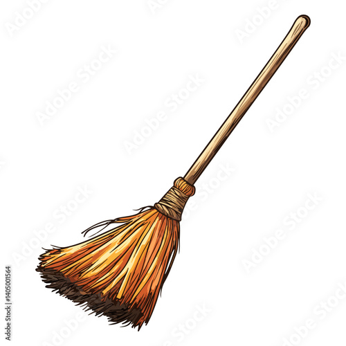 Broom, cleaning tool, vector, transparent background