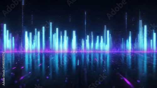 Vibrant Abstract Waveform with Neon Colors and Dynamic Motion