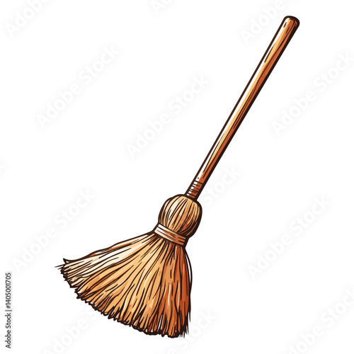 Broom, cleaning tool, vector, transparent background