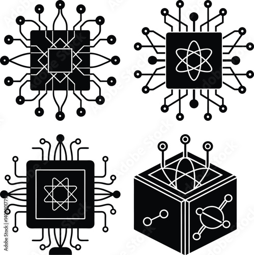 Quantum Computer silhouette vector