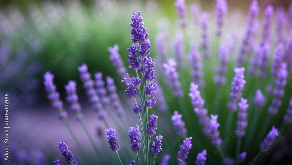 Naklejka premium Lavender against a bokeh backdrop.
