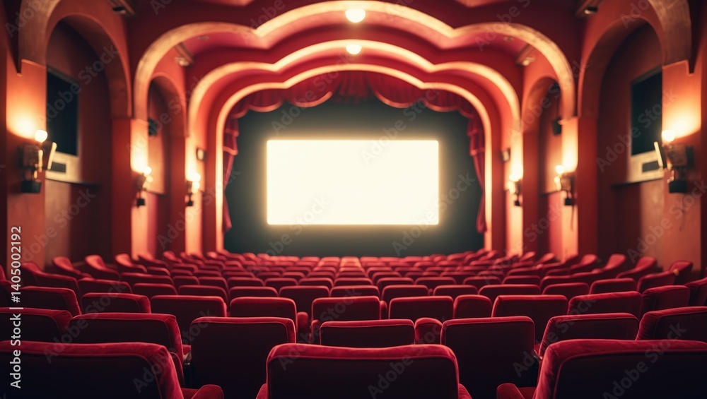 Fototapeta premium Interior of a movie theatre featuring screen and seating