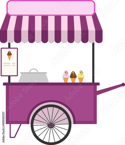 Mobile fast food cart, mobile ice cream cart, fast food icon. Design image, web banner, poster, vector illustration.