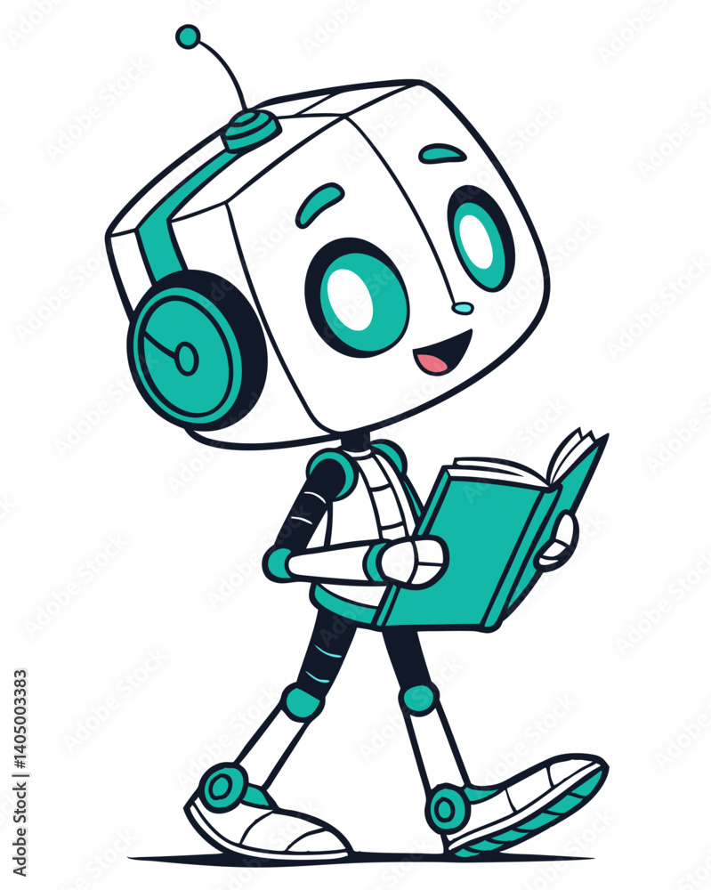 Fototapeta premium funny cartoon android vector illustration