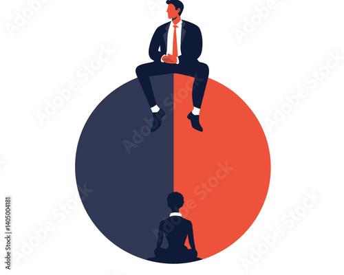 Human Inequality and Injustice Concept with Upper-Class Businessman and Person of Color, Flat Minimalist SVG Vector Highlighting Discrimination and Racism