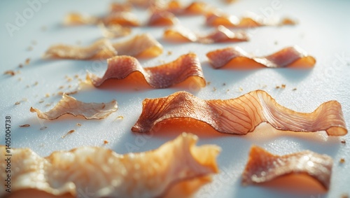 Croissant crumb macro shot against background