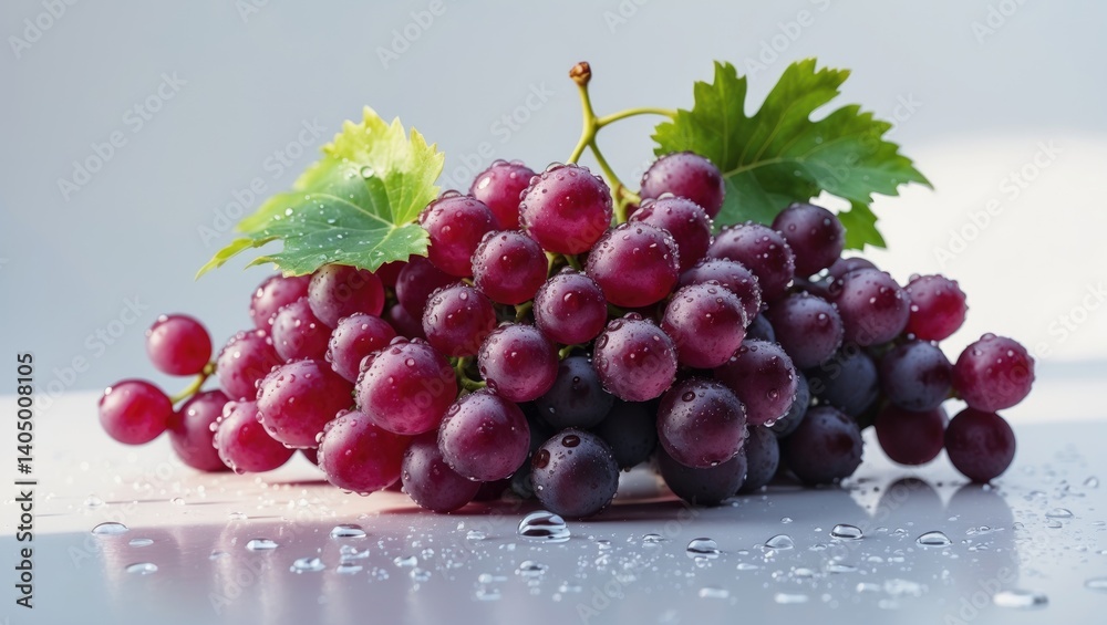 Fototapeta premium Dark grapes against a white backdrop
