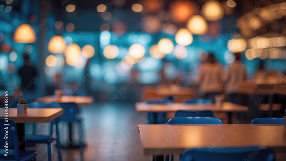 Blur background in food court area with light effects