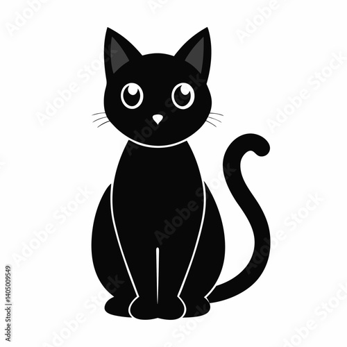 black cat cartoon, black cat vector, icon vector illustration, cat silhouette of a cat isolated on a white background, eps, png, vector
