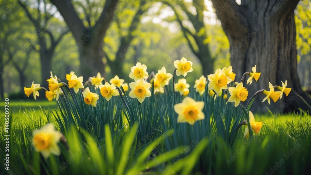 Blooming Daffodils at the Park