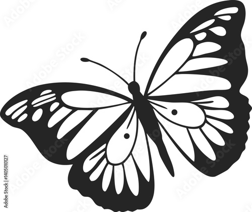 Butterfly Silhouette with Intricate Wing Patterns