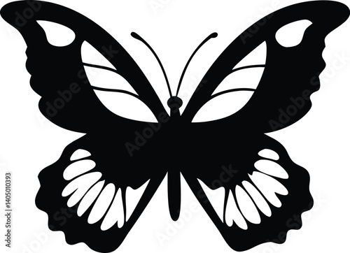 Butterfly Silhouette with Detailed Wing Patterns