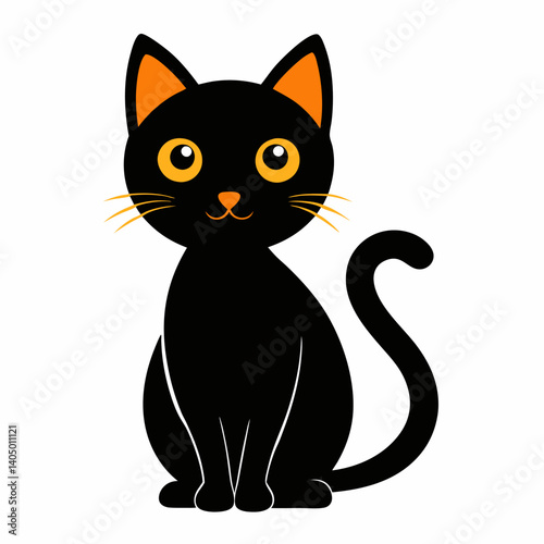 black cat cartoon, black cat vector, icon vector illustration, cat silhouette of a cat isolated on a white background, eps, png, vector