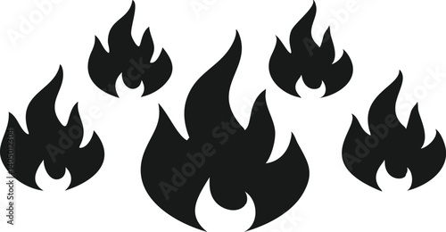 Pattern of Black Flame Icons on White Background