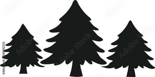 Silhouettes of Pine Trees in Nature