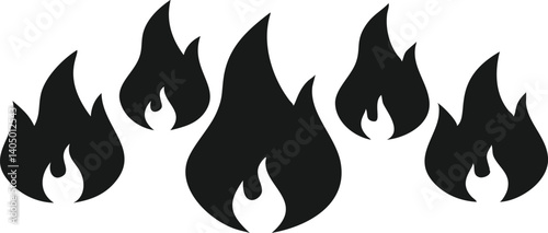 Black Flame Icons in Pattern