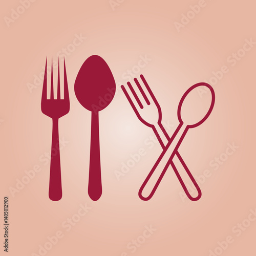 Spoon and fork trendy icon gallant abstract vector illustration colorful artwork lovely design
