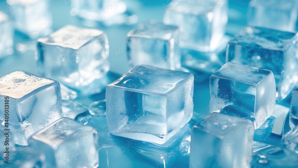 Ice cubes with crystal clarity as a backdrop Ice cubes with crystal clarity as a backdrop