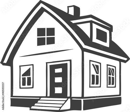 House with Triangular Roof and Chimney