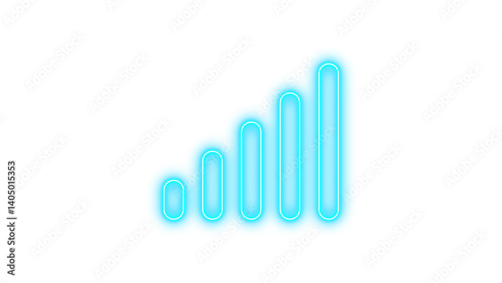 Neon signal icon cyan color glow with transparent background Neon signal icon cyan color glow with transparent background