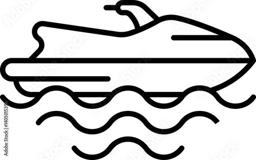 Ski Jet Vector Icon Stock Illustration