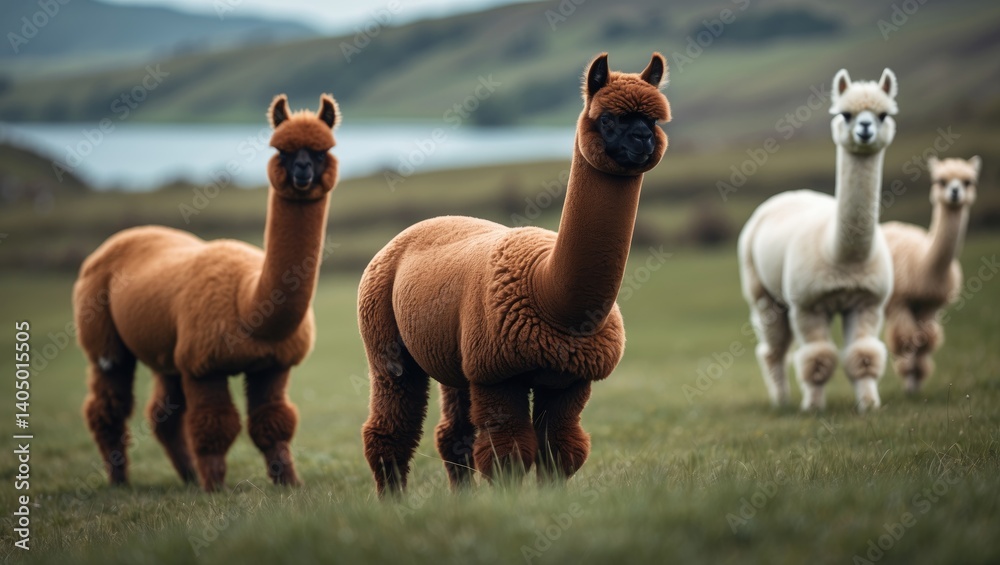 Fototapeta premium brown alpaca that is adorable and cute